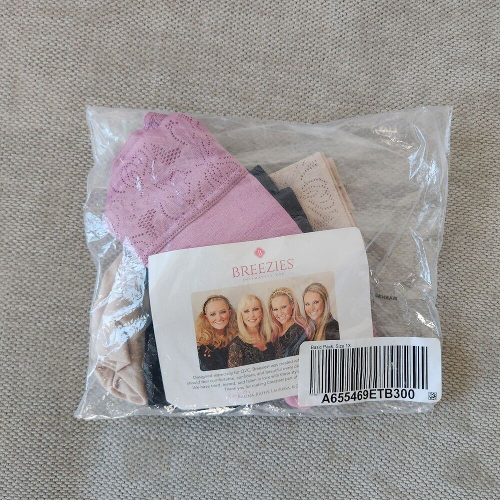 Breezies‎ 1X Modern Micro Hi Cut Brief Underwear 3 Pack Black Pink Beige Multi